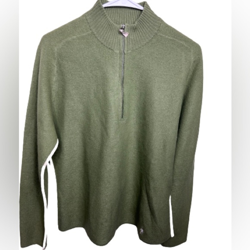 Smartwool womens green half zip merino wool sweater